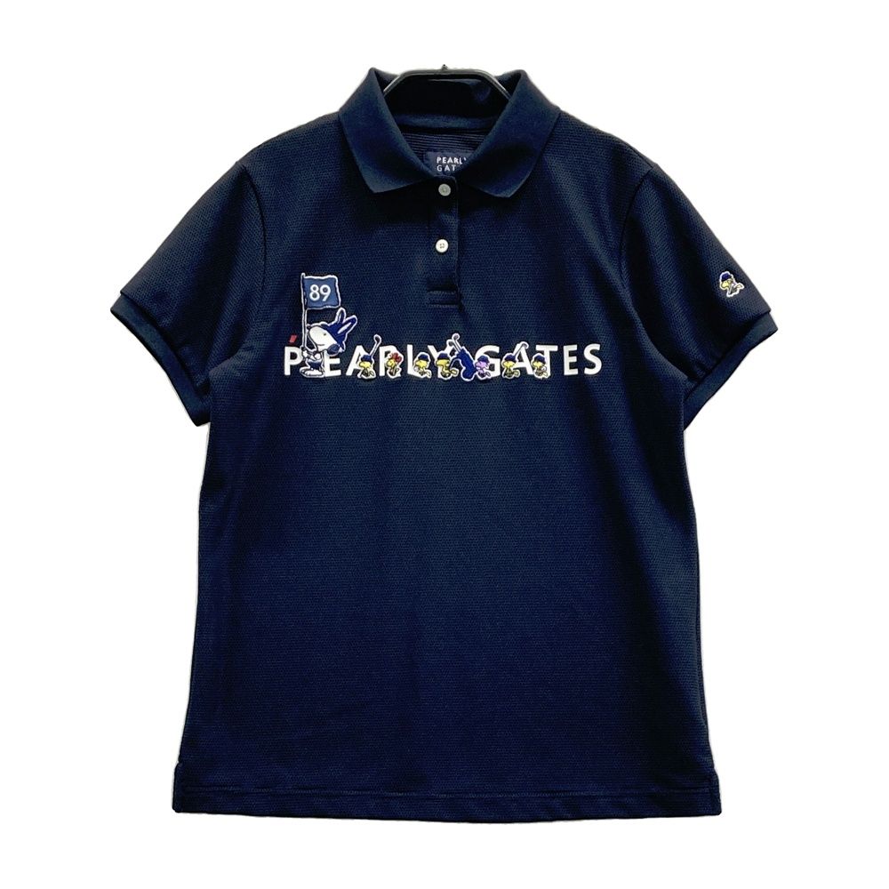 サイズ：0 PEARLY GATES パーリーゲイツ ×PEANUTS 2024年モデル 半袖ポロシャツ スヌーピー ネイビー系 [240101690763] ゴルフウェア レディース ストスト