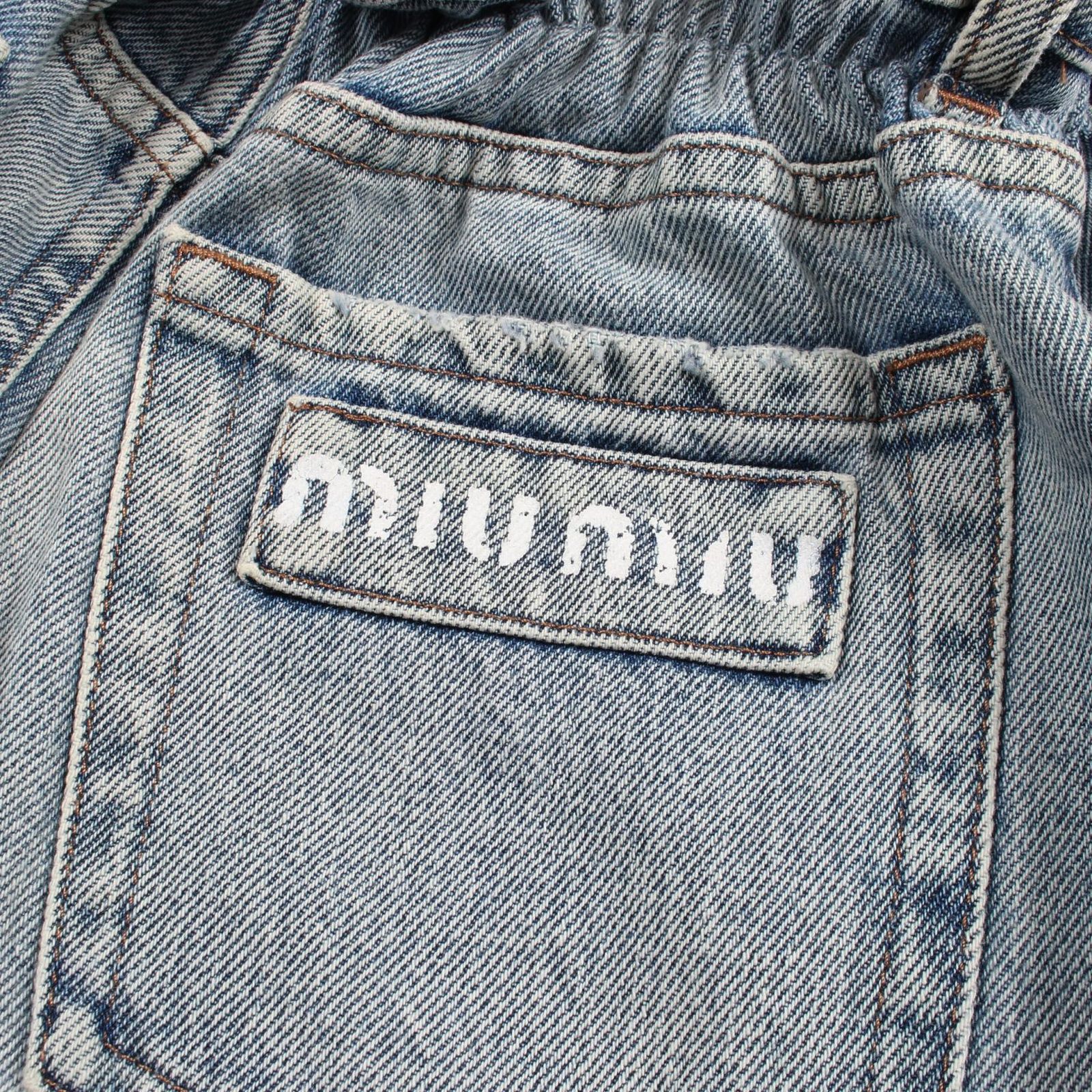 Miu Miu ミュウ ミュウ ハイウエスト ボタンフライ ダメージ加工