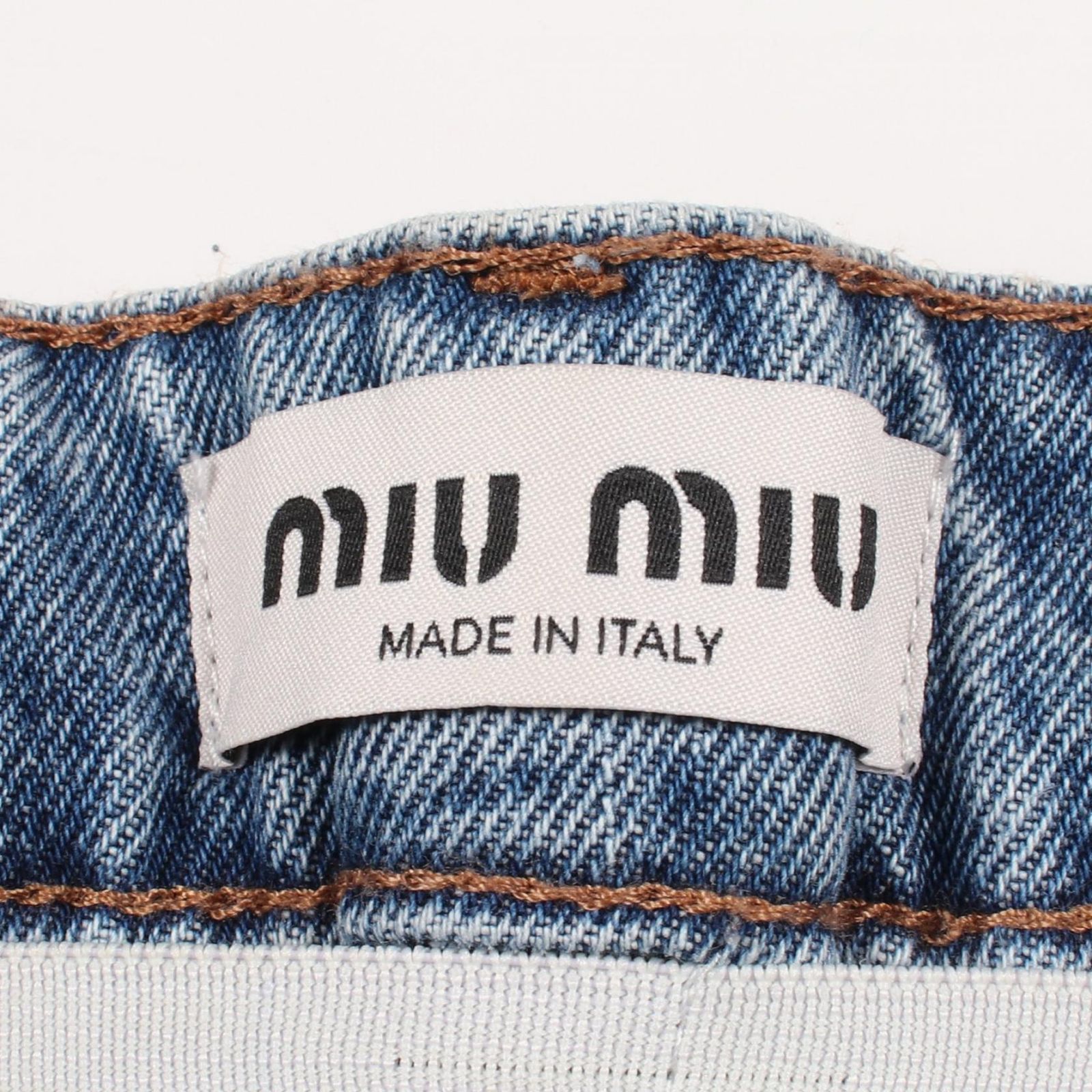 Miu Miu ミュウ ミュウ ハイウエスト ボタンフライ ダメージ加工