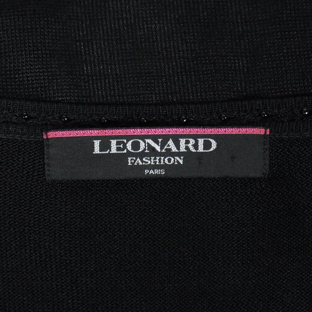 レオナール LEONARD FASHION シルク混 花柄 ビジュー クルーネック