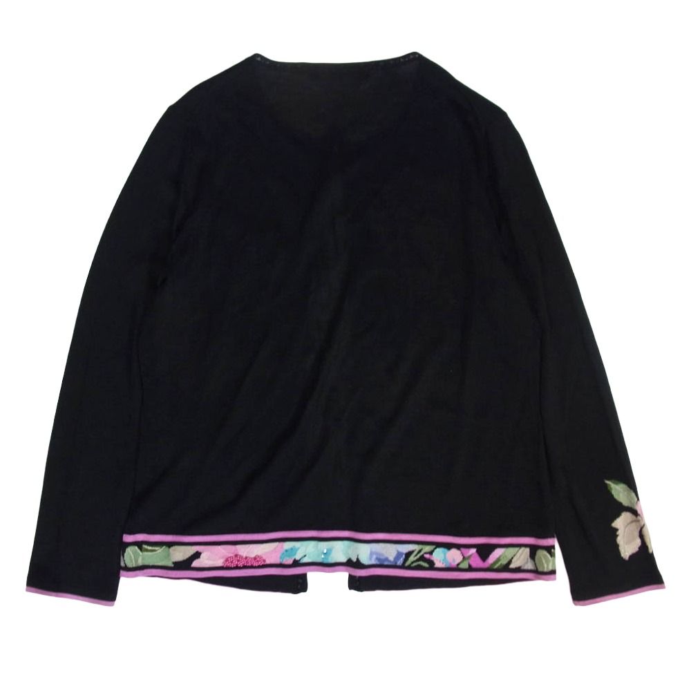 レオナール LEONARD FASHION シルク混 花柄 ビジュー クルーネック