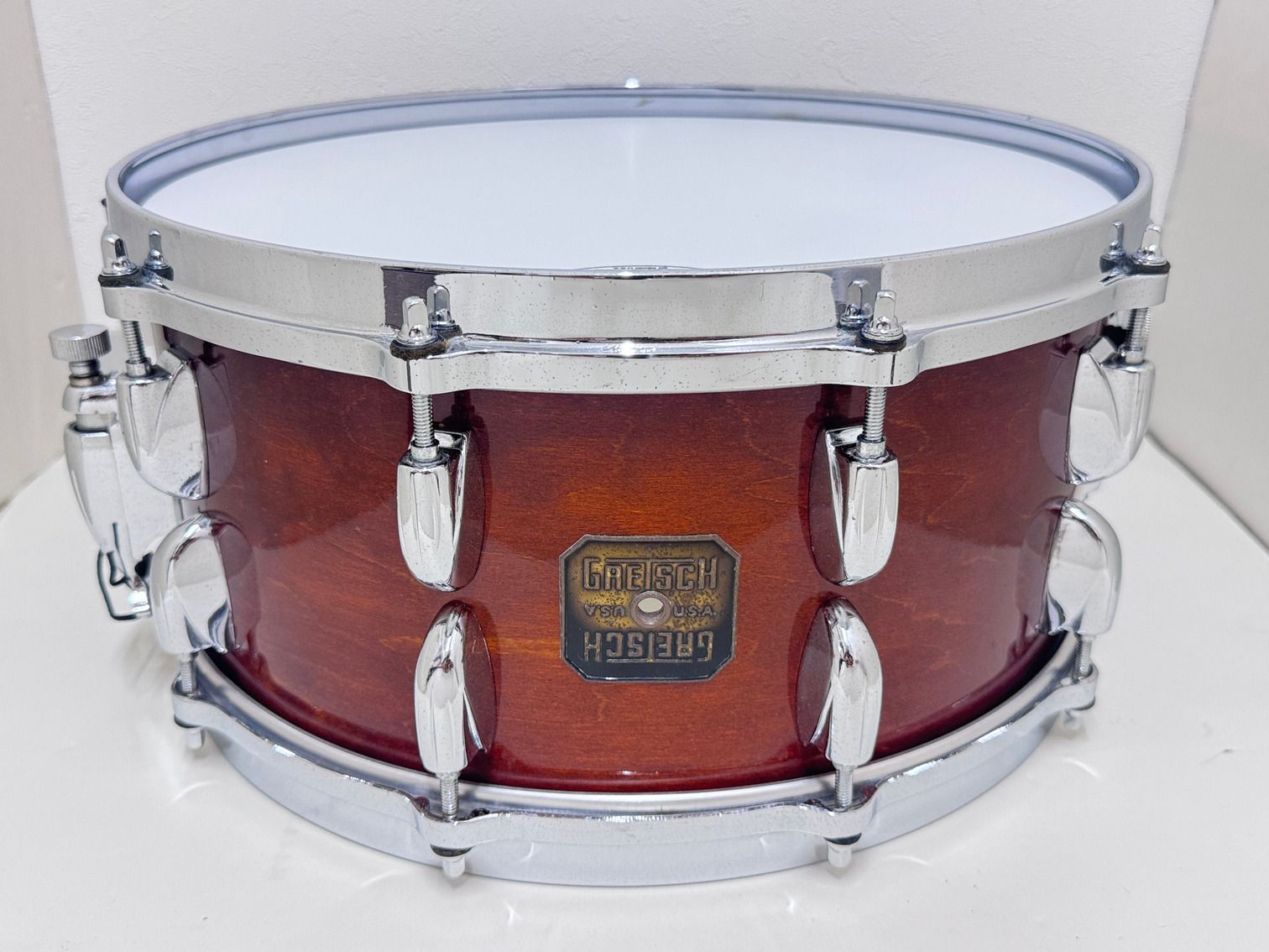 VINTAGE GRETSCH 80s 4155 スネアドラム スクエアバッジ USAパーツ14x6.5 6plyMaple ウォルナットLQ