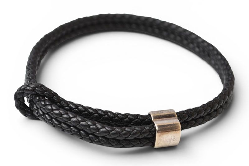 ボッテガヴェネタ ブレスレット/バングル BOTTEGA VENETA イントレチャート ブラック/シルバー925【中古】