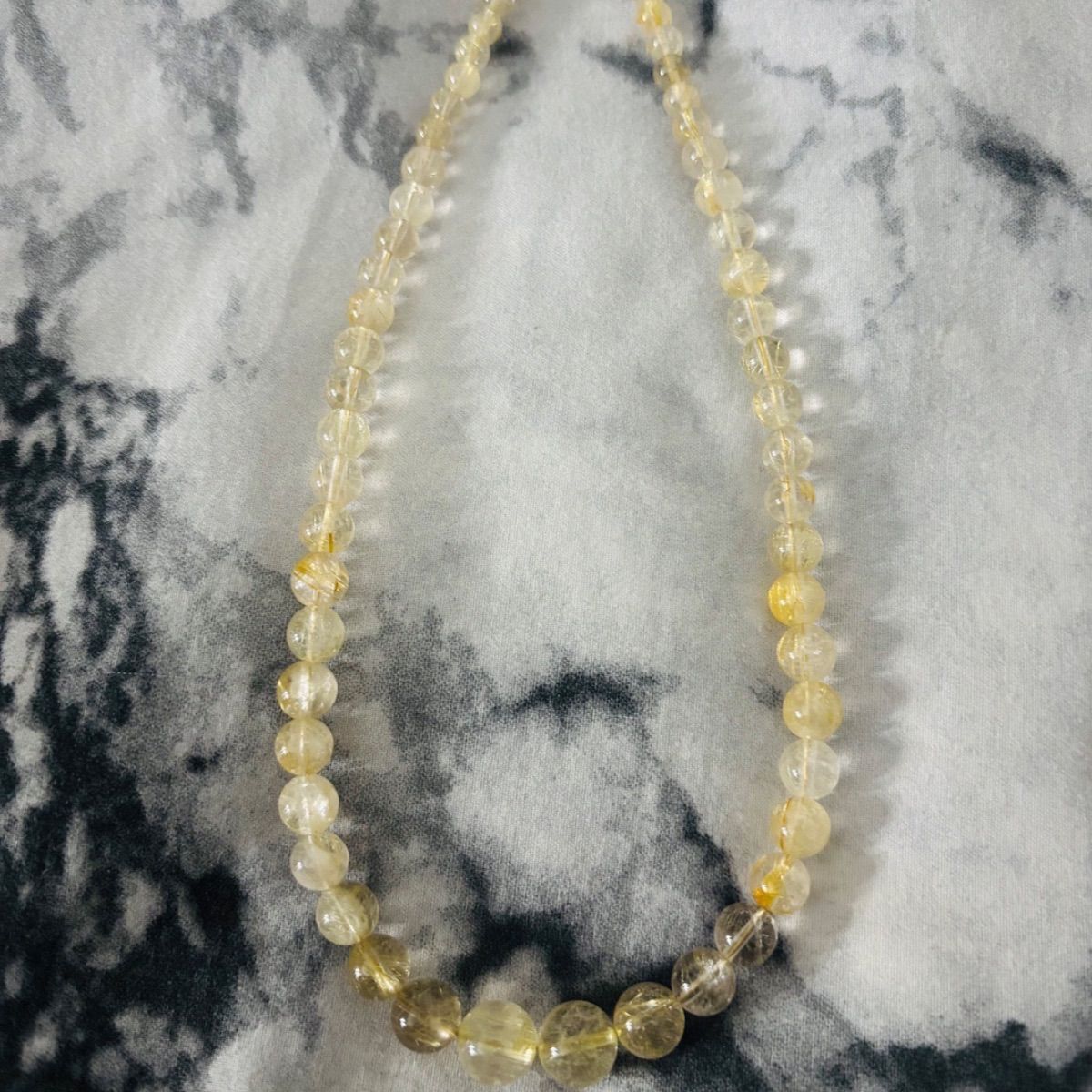天然石 タイチンルチルクォーツネックレス✨ ゴールドカラー 美品 パワーストーン