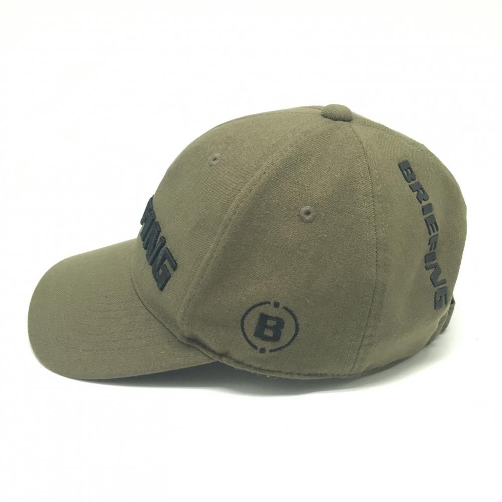 【超美品】ブリーフィング キャップ カーキ×黒 立体ロゴ刺しゅう つば裏カモフラ柄 メッシュ裏地 FREE   ゴルフウェア BRIEFING 超美品】ブリーフィング キャップ カーキ×黒 立体ロゴ刺しゅう つば裏