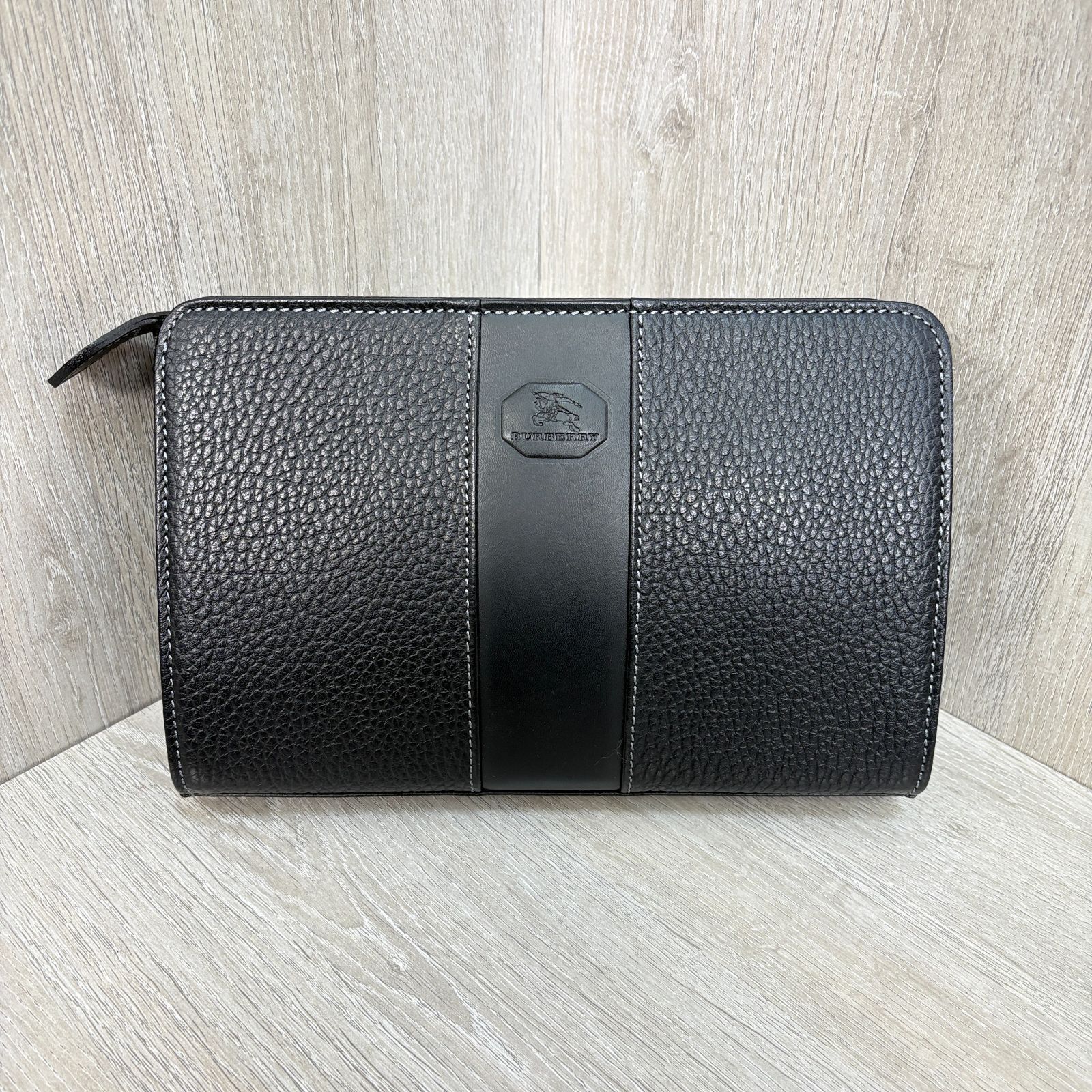BURBERRY バーバリー セカンドバッグ クラッチバッグ レザー ブラック 