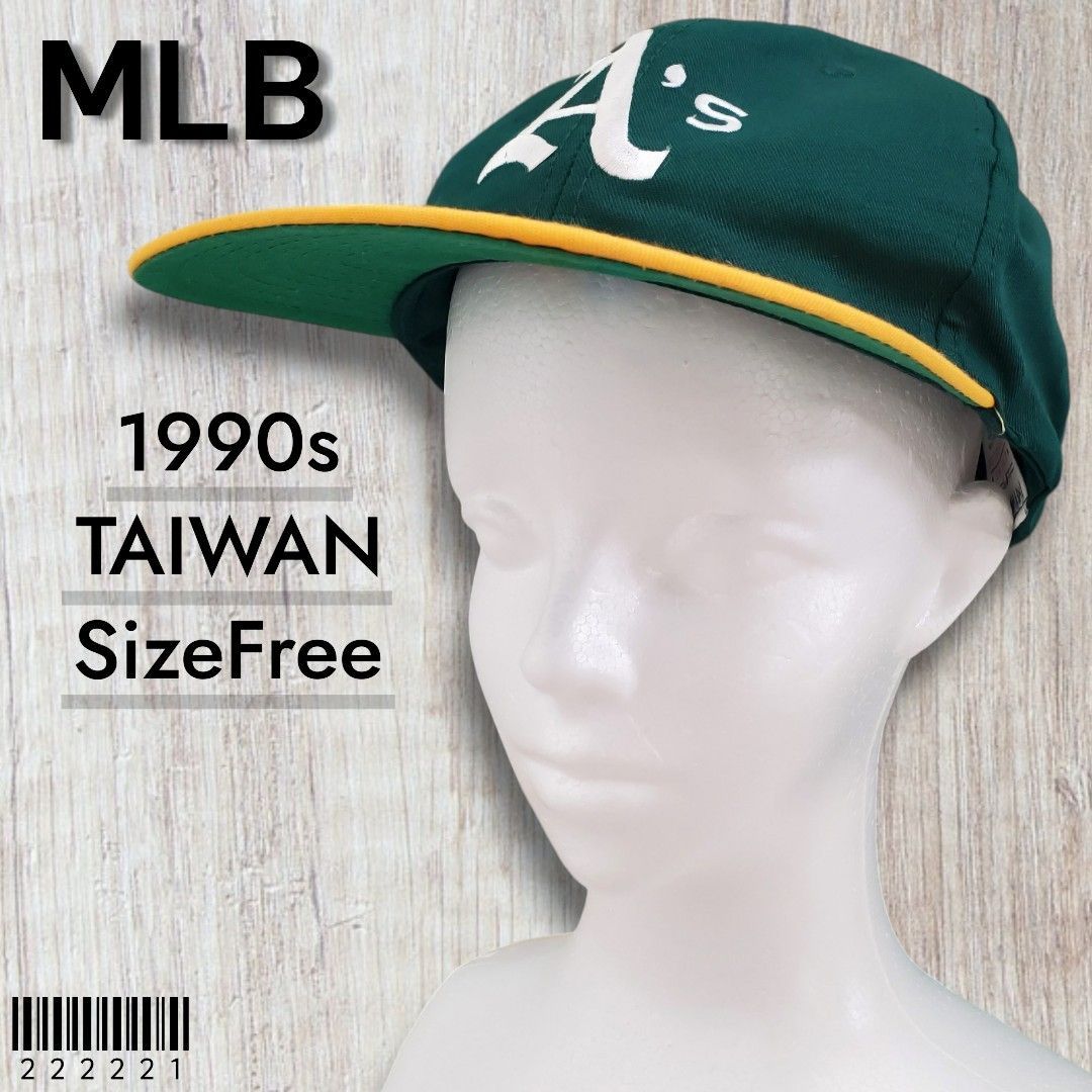 쿠리하라 쿠리하라 ■ 매우 아름다운 1990 빈티지 메이드 인 타이완 MLB 공식 애슬레틱스 오클랜드 애슬레틱스 야구 모자 야구 모자 그린 x 옐로우 스냅백