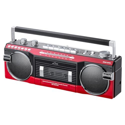 サンワダイレクト Bluetooth搭載 ラジカセ MP3変換 デジタル化 USBメモリ/SDカード MP3プレーヤー ラジオ 乾電池/AC電源 マイク内臓 録音機能付き カセットテープ テープレコーダー レッド 400-MEDI050R★ 727bd8f4