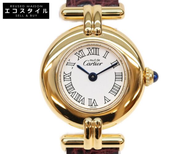 Cartier カルティエ W1011554 マストコリゼヴェルメイユSM 白抜きローマ文字盤 革 QZ