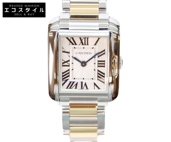 Cartier　カルティエ W5310046 YG SS タンクアングレーズSM シルバーギョーシェ彫り文字盤 QZ 420,255円