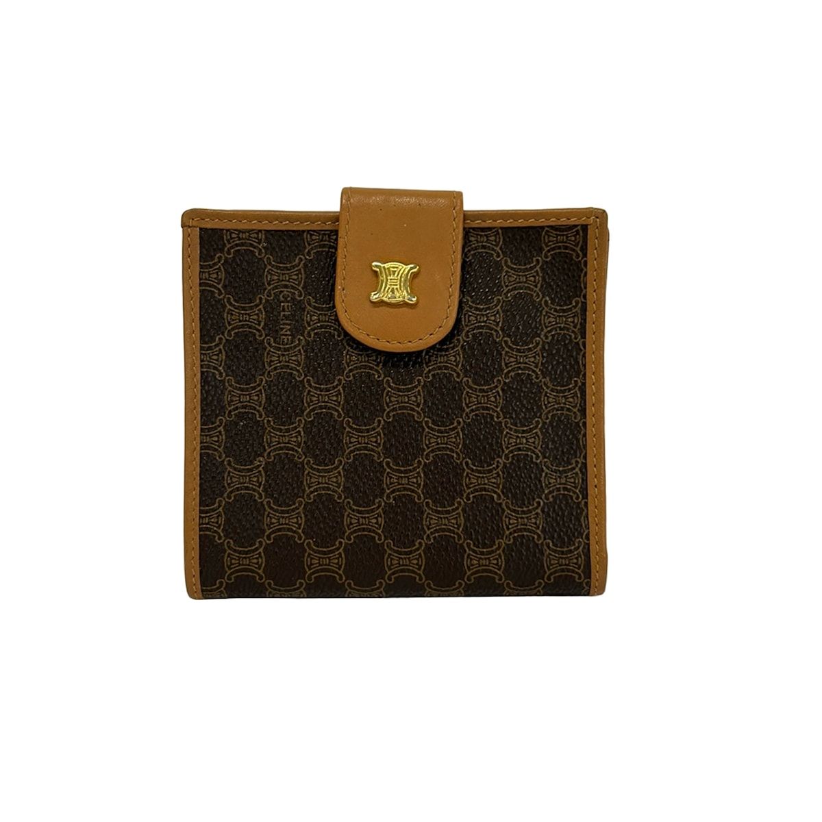 CELINE(セリーヌ) 2つ折り財布 マカダム柄 ダークブラウン×ライトブラウン レザー