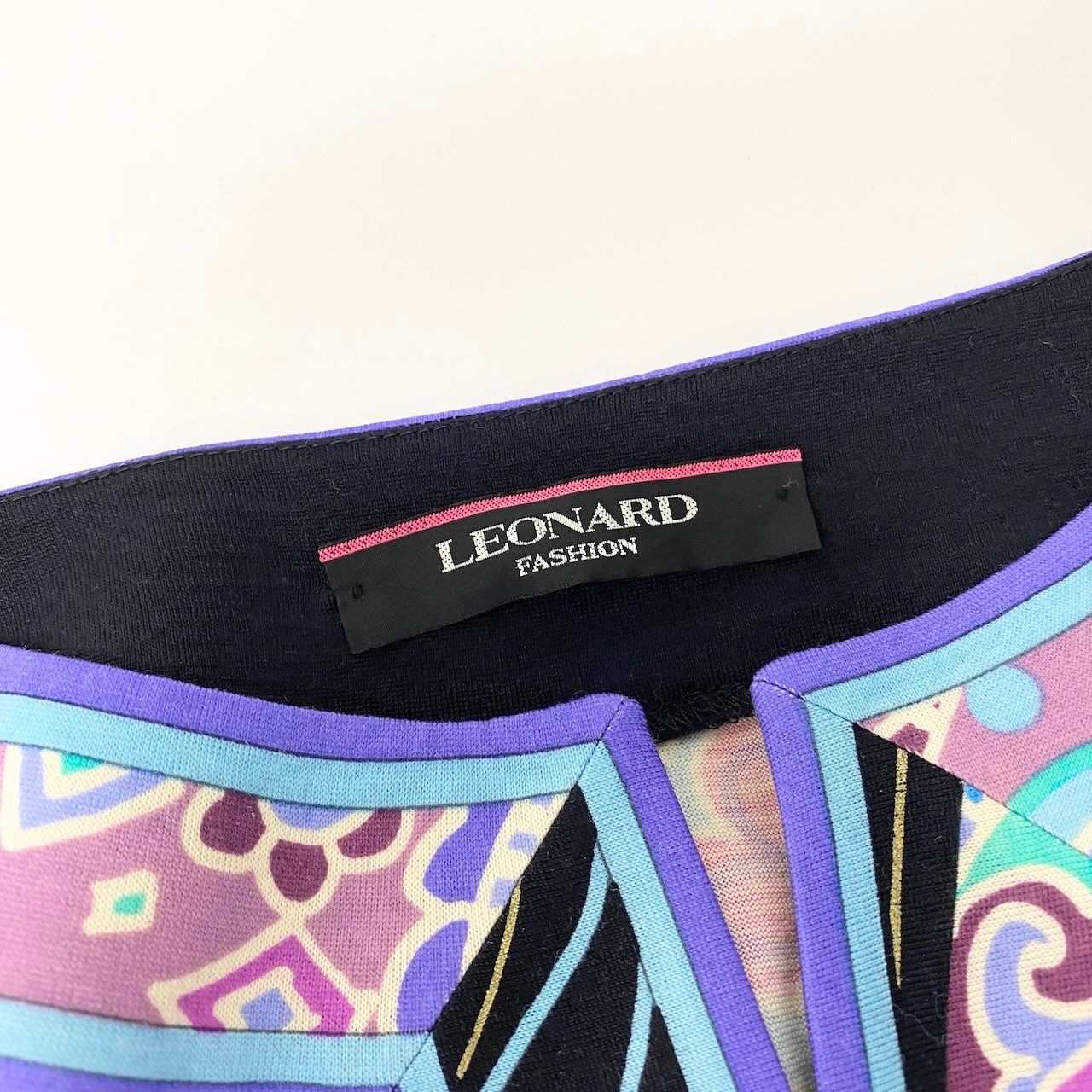 22d11 LEONARD FASHION レオナール 七分袖ワンピース 膝丈ワンピース