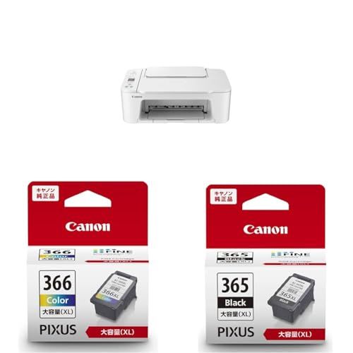キヤノン Canon プリンター A4 インクジェット複合機 TS3730 ホワイト Wi-Fi対応 テレワーク ＋ 純正インクセット (BCI-366/365シリーズ)ｍａ