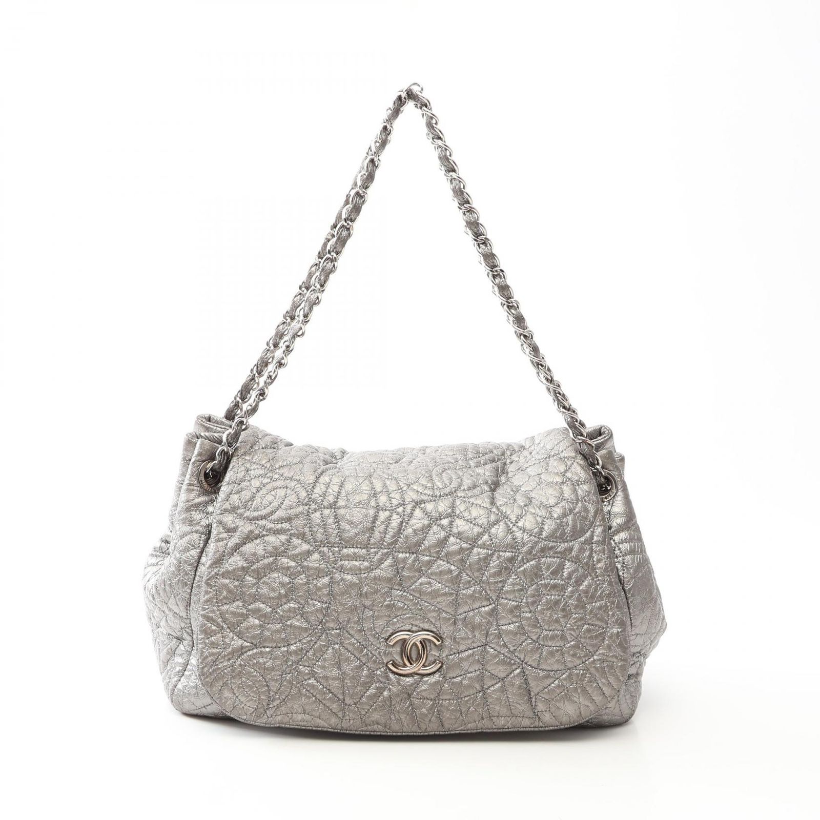 シャネル CHANEL ショルダーバッグ マトラッセ シルバー レザー チェーンショルダー レディース Used B 194,900円