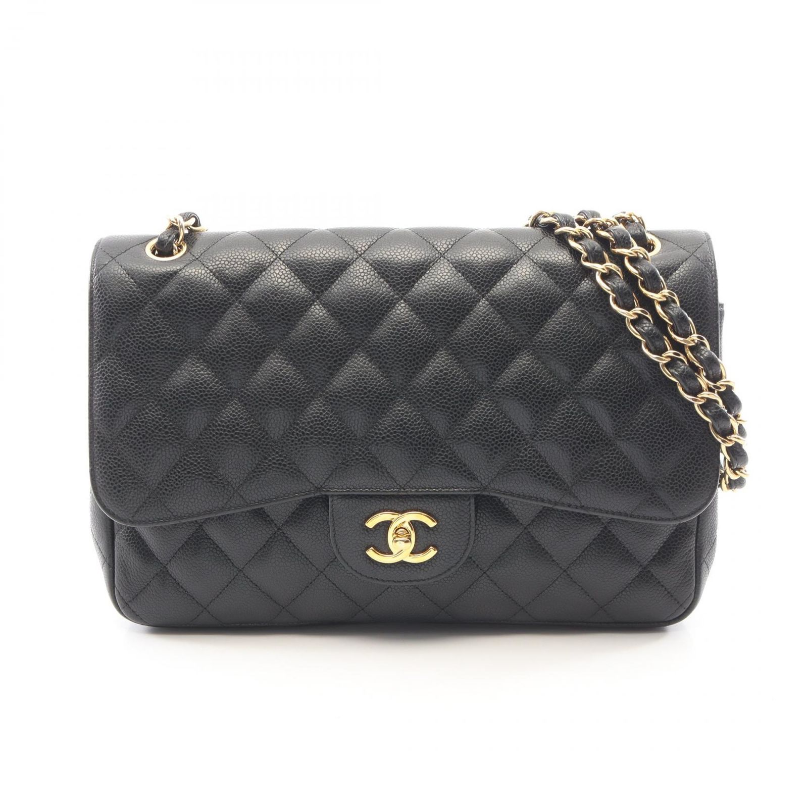 シャネル CHANEL ショルダーバッグ デカマトラッセ30 クラシック ラージ Wフラップ ブラック キャビアスキン(グレインドカーフ) デカマトラッセ チェーンショルダー