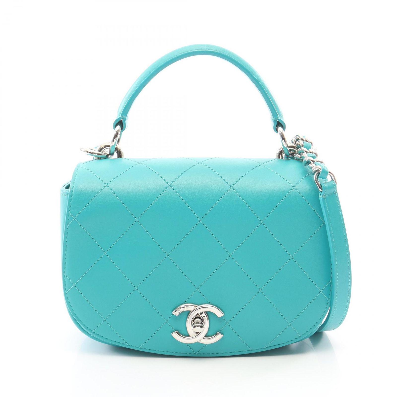 シャネル CHANEL ショルダーバッグ マトラッセ トップハンドル 2WAY ターコイズ レザー マトラッセ トップハンドル フラップバッグ レディース Used A 247,860円