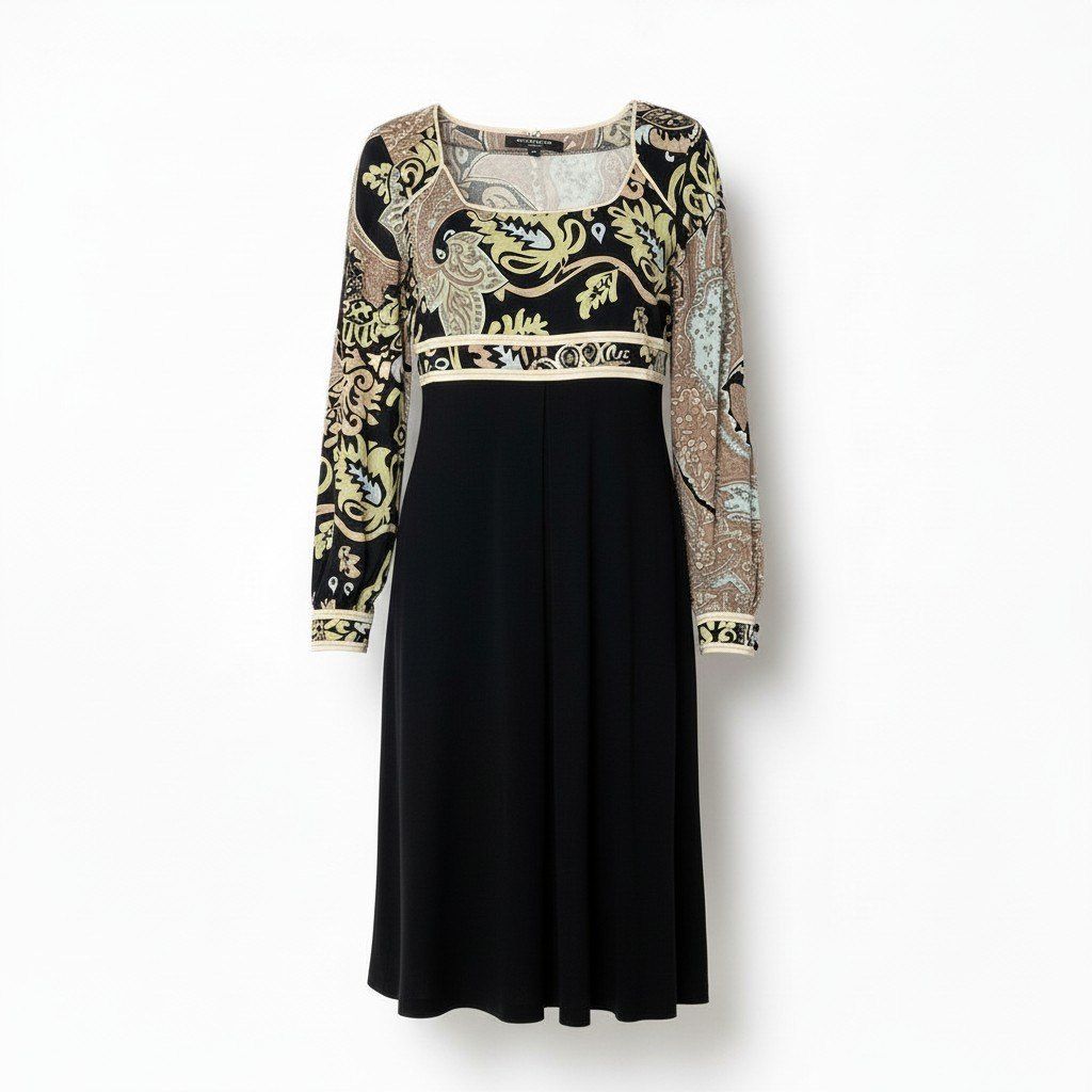 22d11 LEONARD FASHION レオナール ロングワンピース カンカン素材