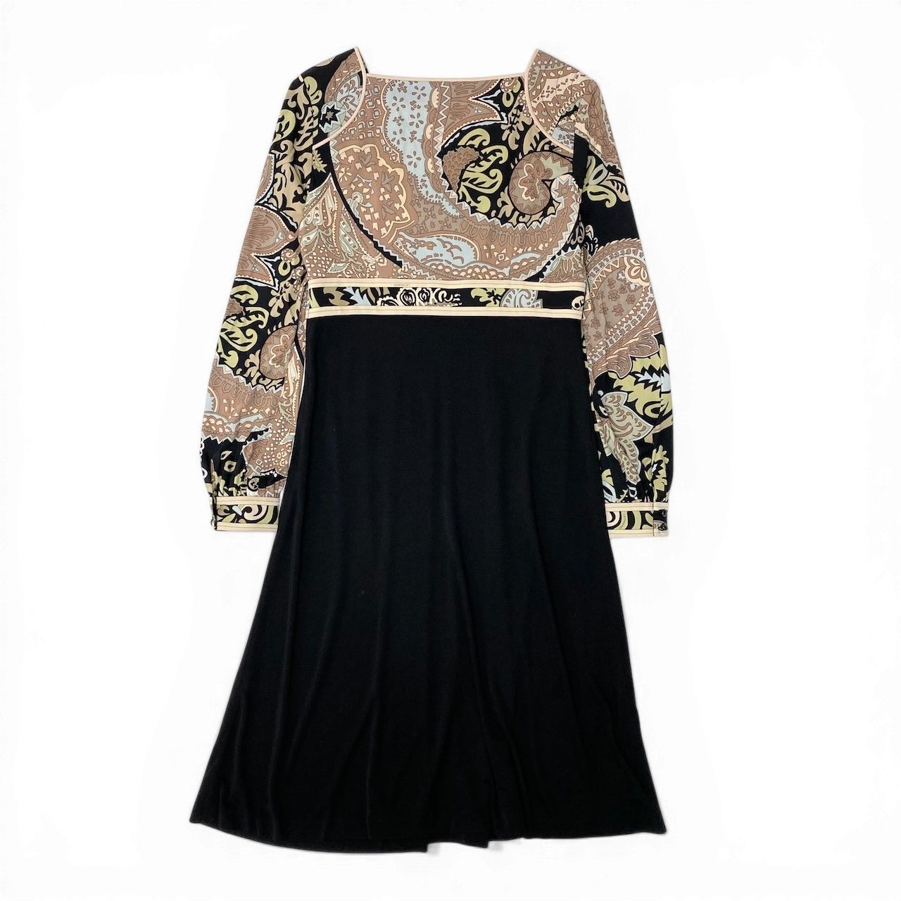 22d11 LEONARD FASHION レオナール ロングワンピース カンカン素材