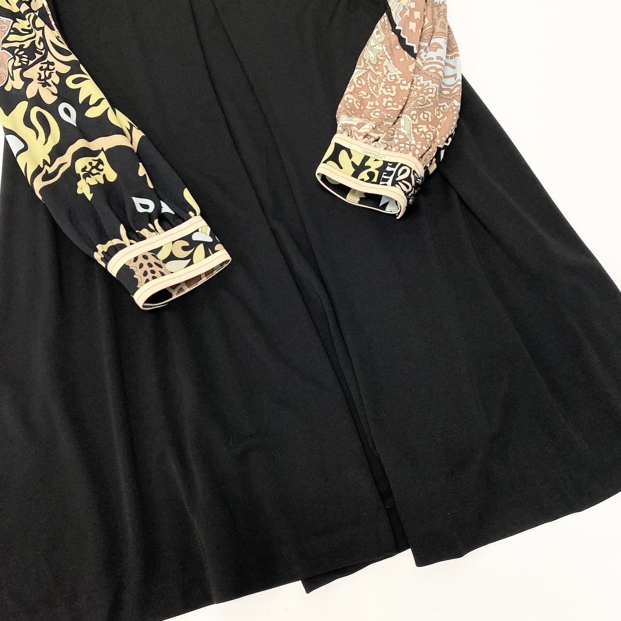 22d11 LEONARD FASHION レオナール ロングワンピース カンカン素材
