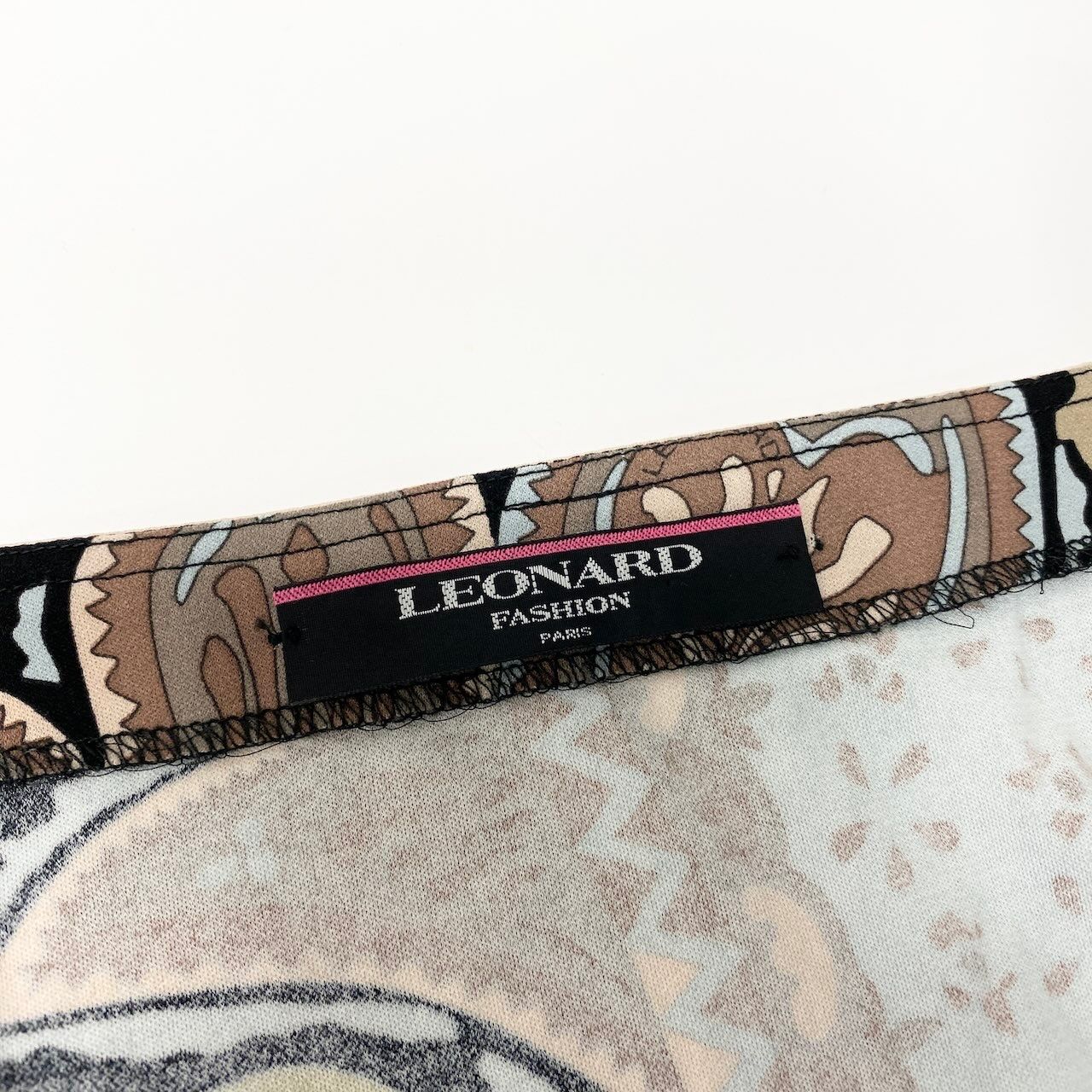 22d11 LEONARD FASHION レオナール ロングワンピース カンカン素材