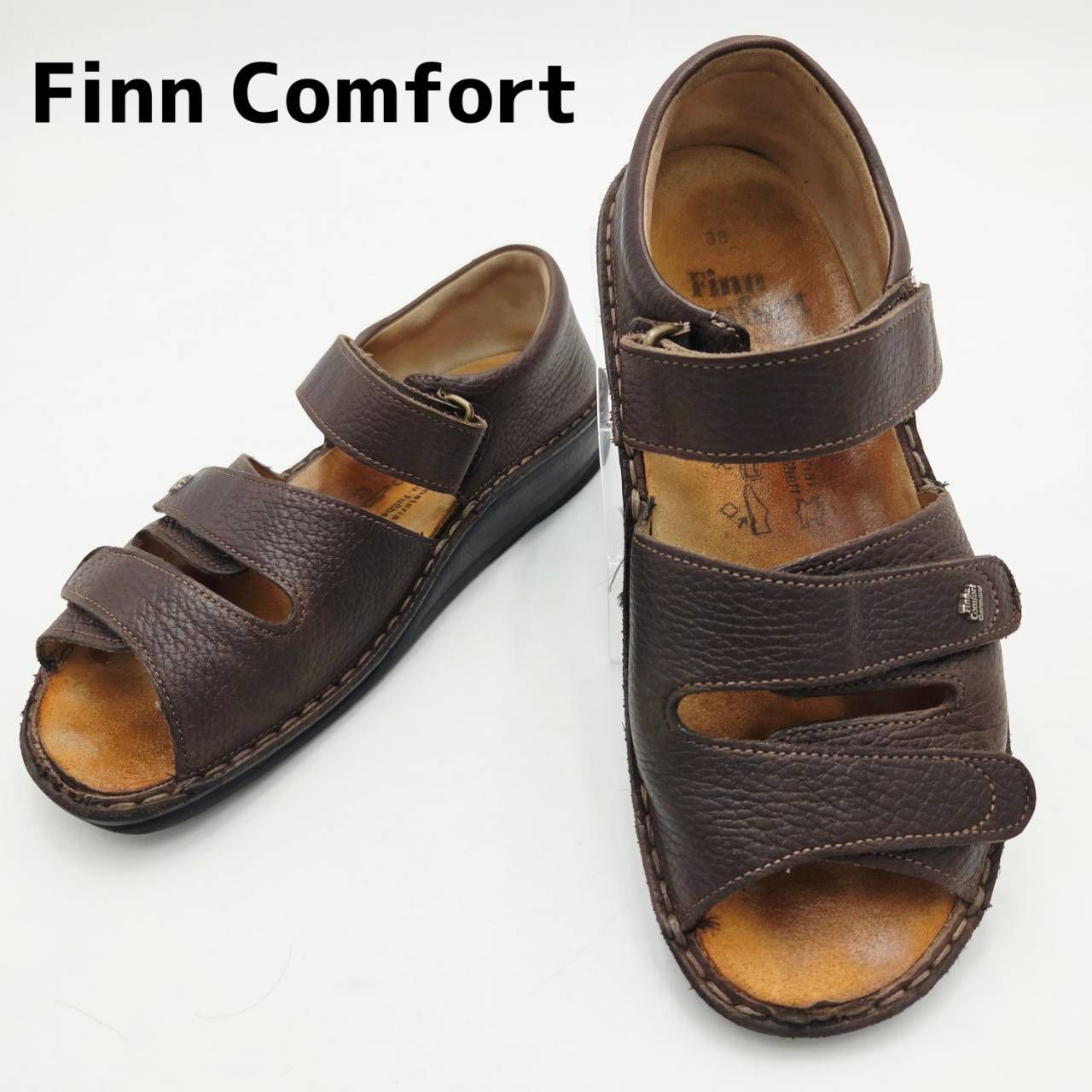 Finn Comfort フィンコンフォート サンダル ベルクロ シボ加工