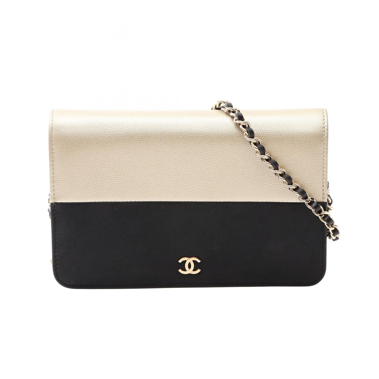シャネル CHANEL ショルダーバッグ マトラッセ バイカラー ブラック/シャンパンゴールド レザー キャビアスキン(グレインドカーフ) バイカラー チェーンウォレット