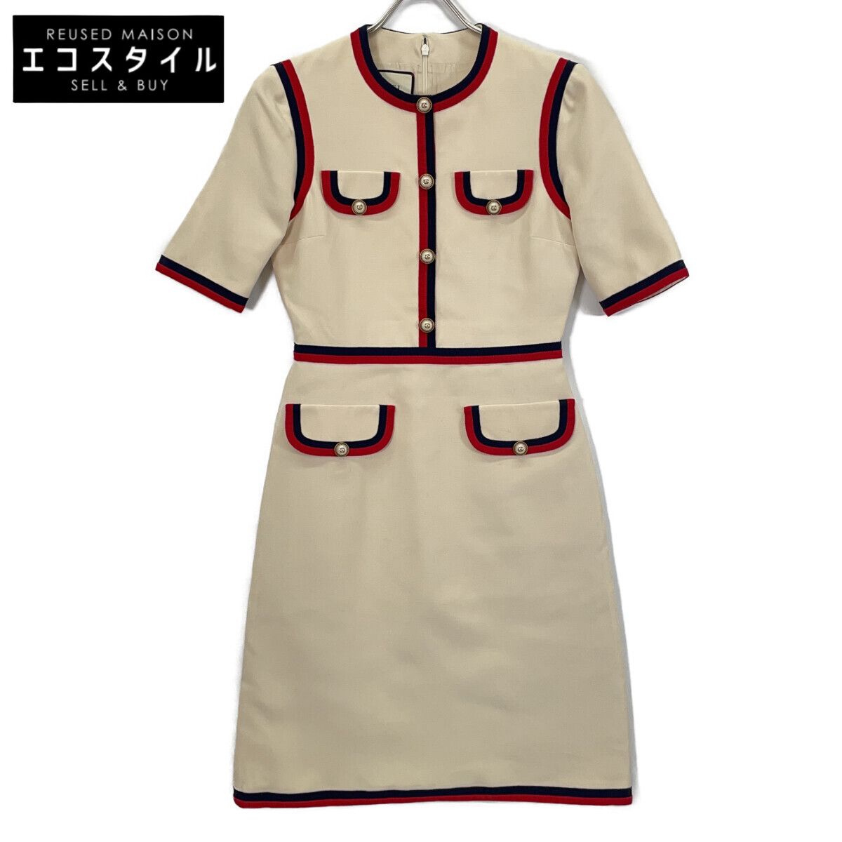 GUCCI グッチ 475850 18年 ホワイト インターロッキングG パールボタン 
