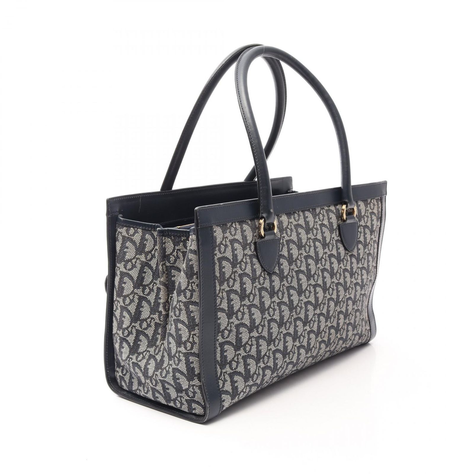 ディオール Dior ハンドバッグ トロッター ネイビー キャンバス レザー
