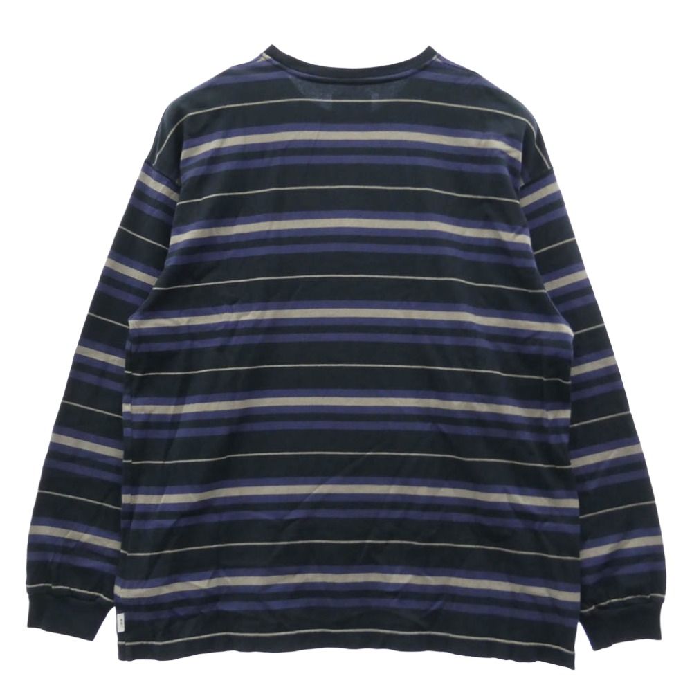 WTAPS 231ATDT-CSM21 ボーダーロンt ネイビーパープル WTAPS ダブルタップス 23SS 231ATDT-CSM21 BDY LS COTTON TEXTILE SIGN
