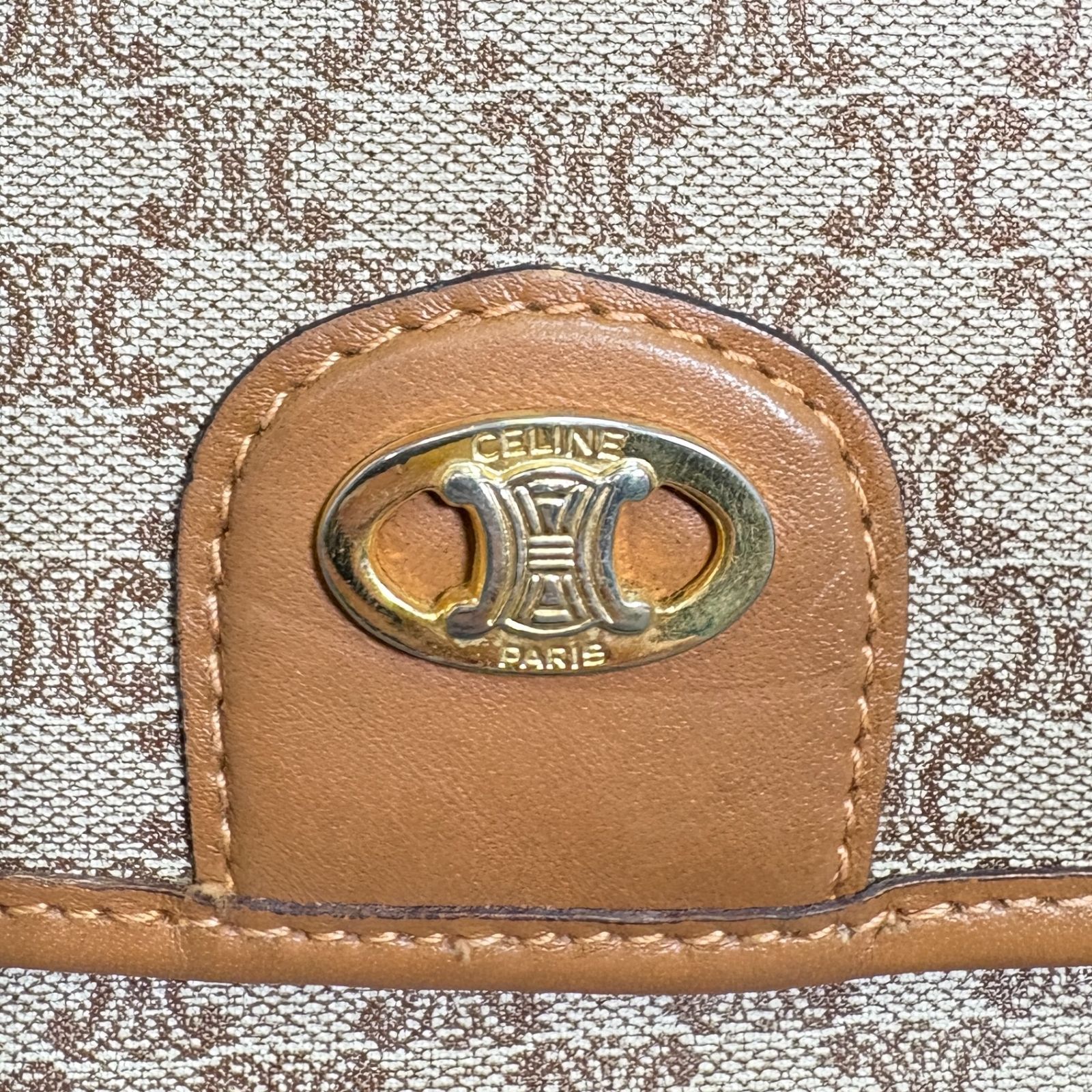 CELINE セリーヌ マカダム柄 ハンドバッグ PVC レザー ベージュ