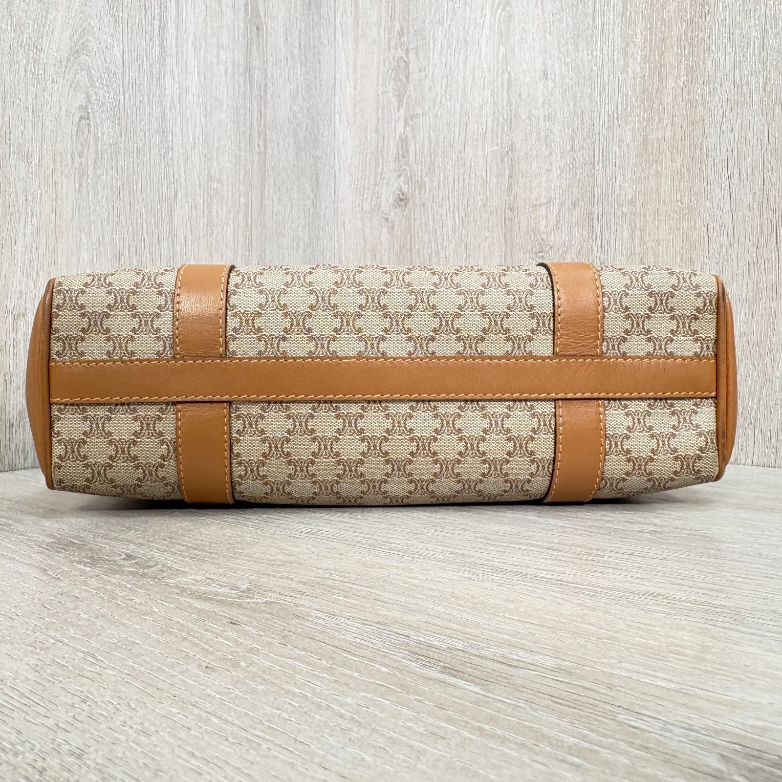 CELINE セリーヌ　ボストン　マカダム　トリオンフ　レザー　ベージュ　PVC CELINE セリーヌ マカダム柄 ハンドバッグ PVC レザー ベージュ