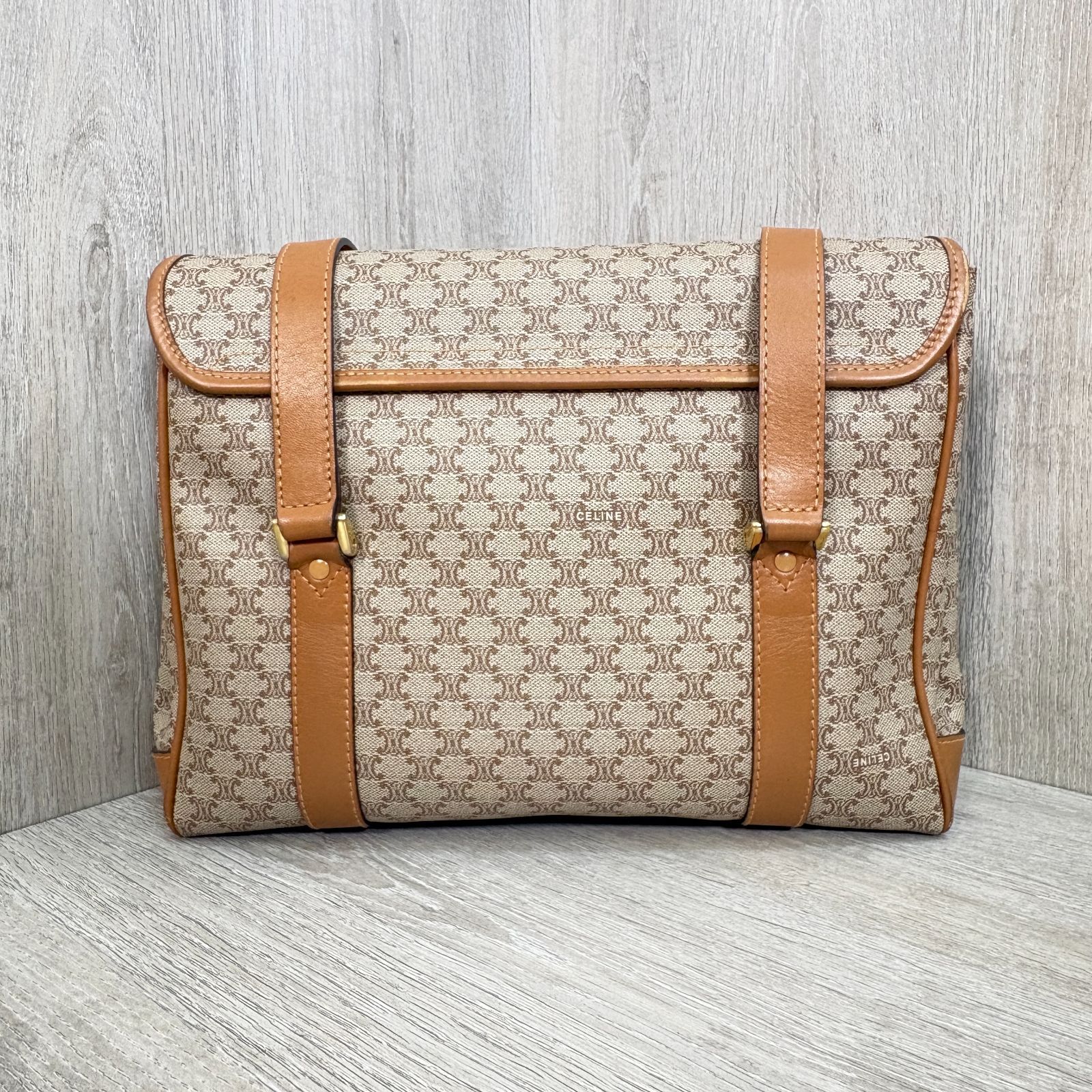 CELINE セリーヌ マカダム柄 ハンドバッグ PVC レザー ベージュ