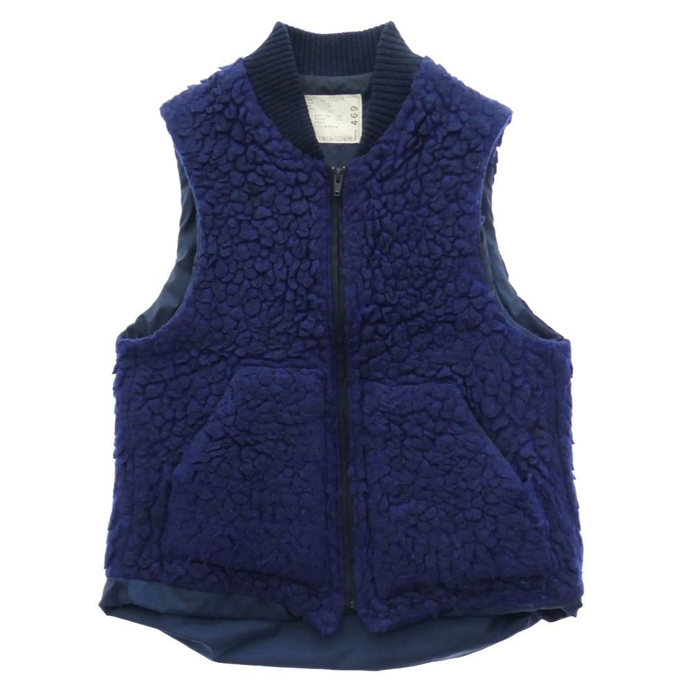 Sacai サカイ 13AW 13-00469M Pile zip vest パイル ジップ フリース ベスト ネイビー系 1【中古】