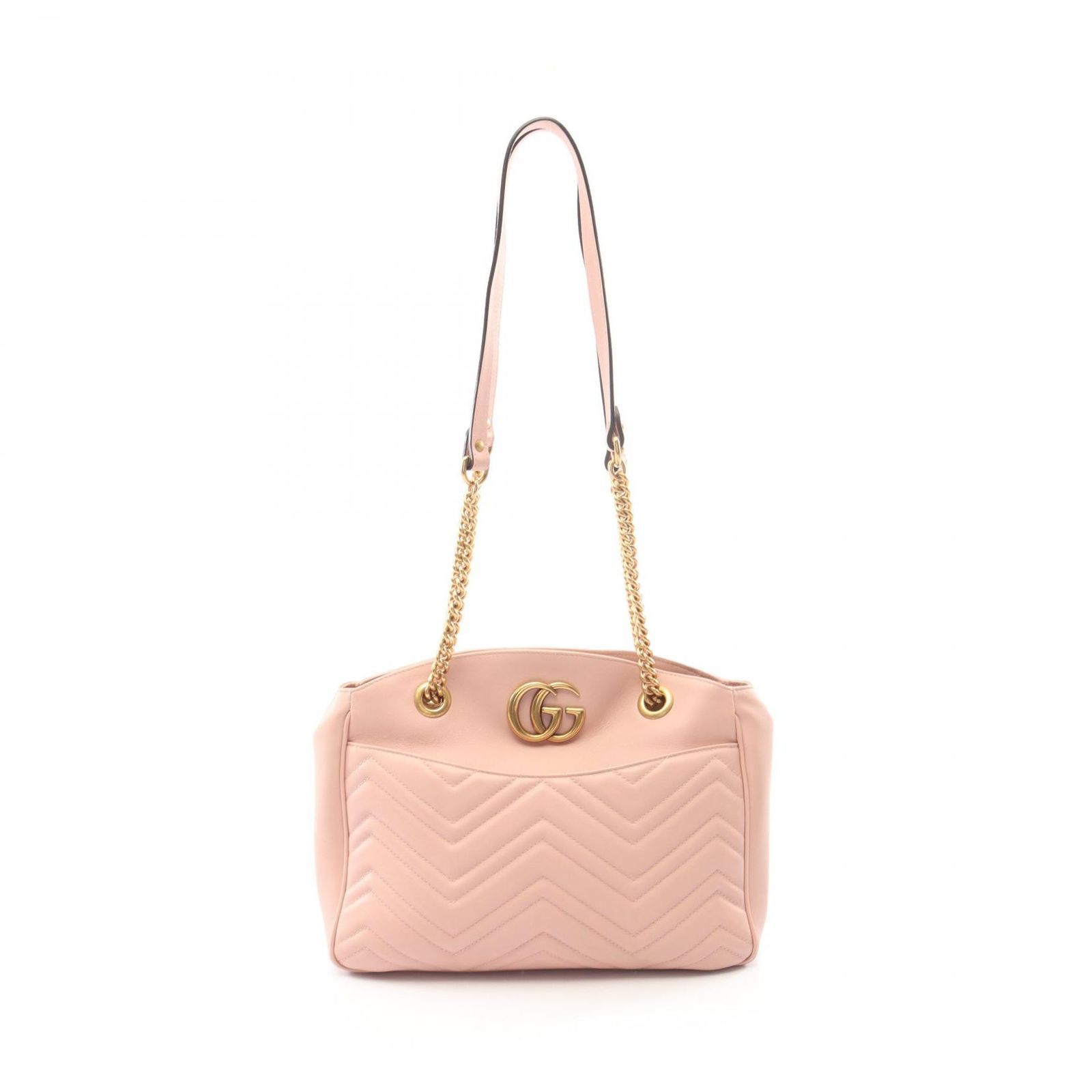 グッチ GUCCI ショルダーバッグ GGマーモント 443501 ピンク レザー GGマーモント チェーントート レディース Used A