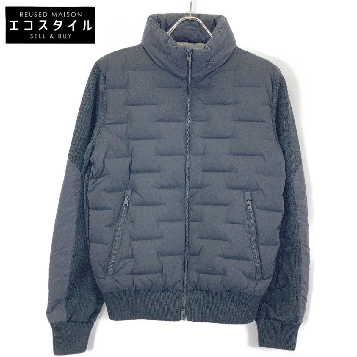 HERNO ヘルノ ハイブリッド パーカー ライトグレー×ネイビー 46 HERNO 