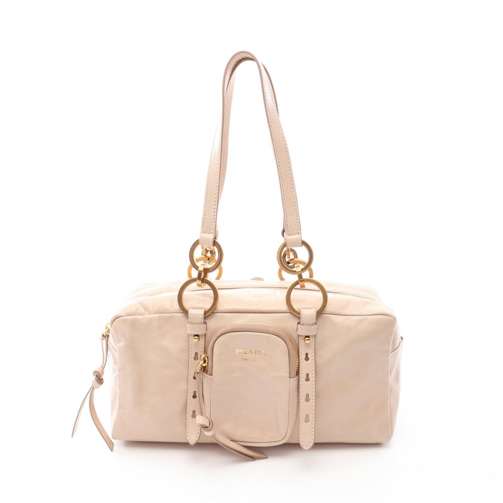 プラダ PRADA ショルダーバッグ タングル ミディアム 1BB138 ベージュ レザー タングル トップハンドルバッグ ミディアム レディース Used A