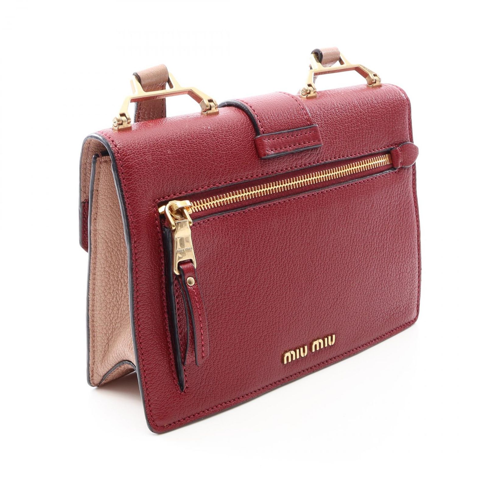 ミュウ ミュウ Miu Miu ショルダーバッグ MADRAS マドラス レッド