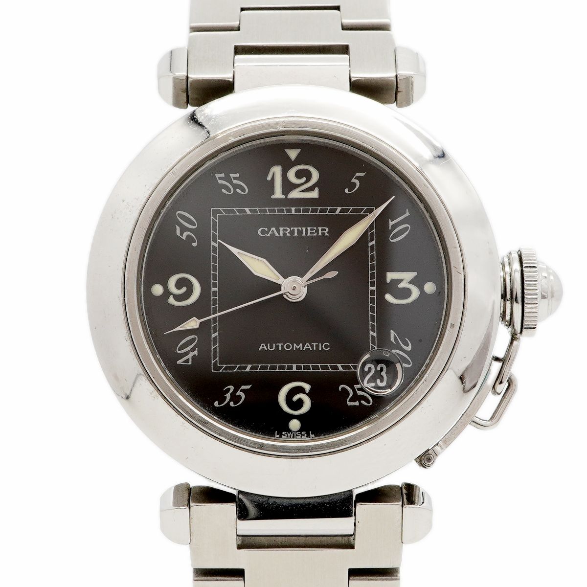 【6wfd0347】カルティエ パシャC W31043M7 黒文字盤【中古】腕時計 メンズ