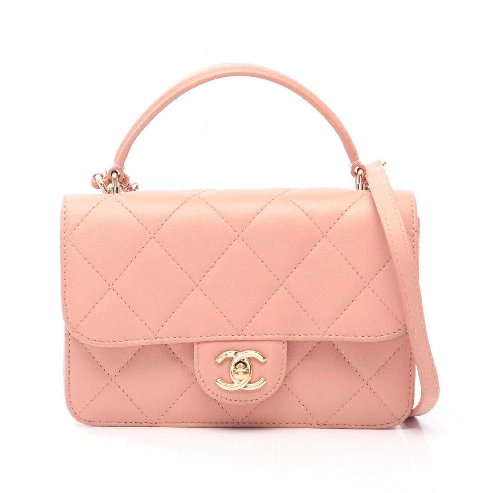 シャネル CHANEL ショルダーバッグ マトラッセ トップハンドル 2WAY スモーキーピンク レザー マトラッセ トップハンドル フラップバッグ レディース Used A 324,360円