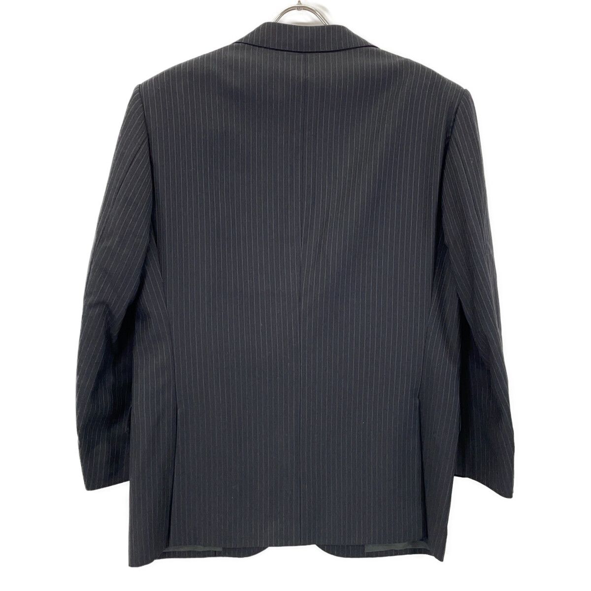 【21】中古CORNELIANI ネイビーストライプ メンズスーツ M相当 高級 CORNELIANI コルネリアーニ ブラック ウール ストライプ スーツ 46