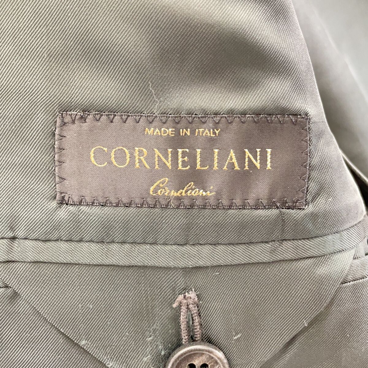 CORNELIANI コルネリアーニ ブラック ウール ストライプ スーツ 46