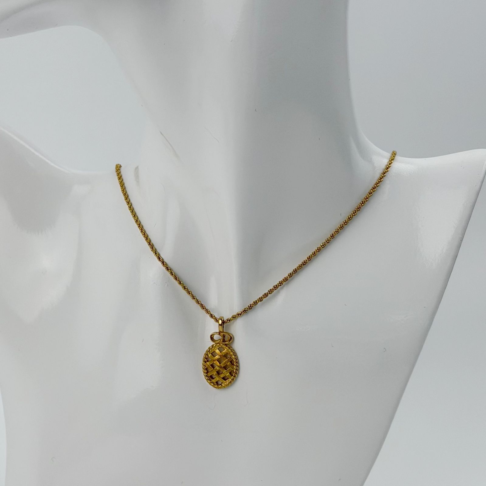 中古】Christian Dior クリスチャン ディオール CDロゴ ネックレス