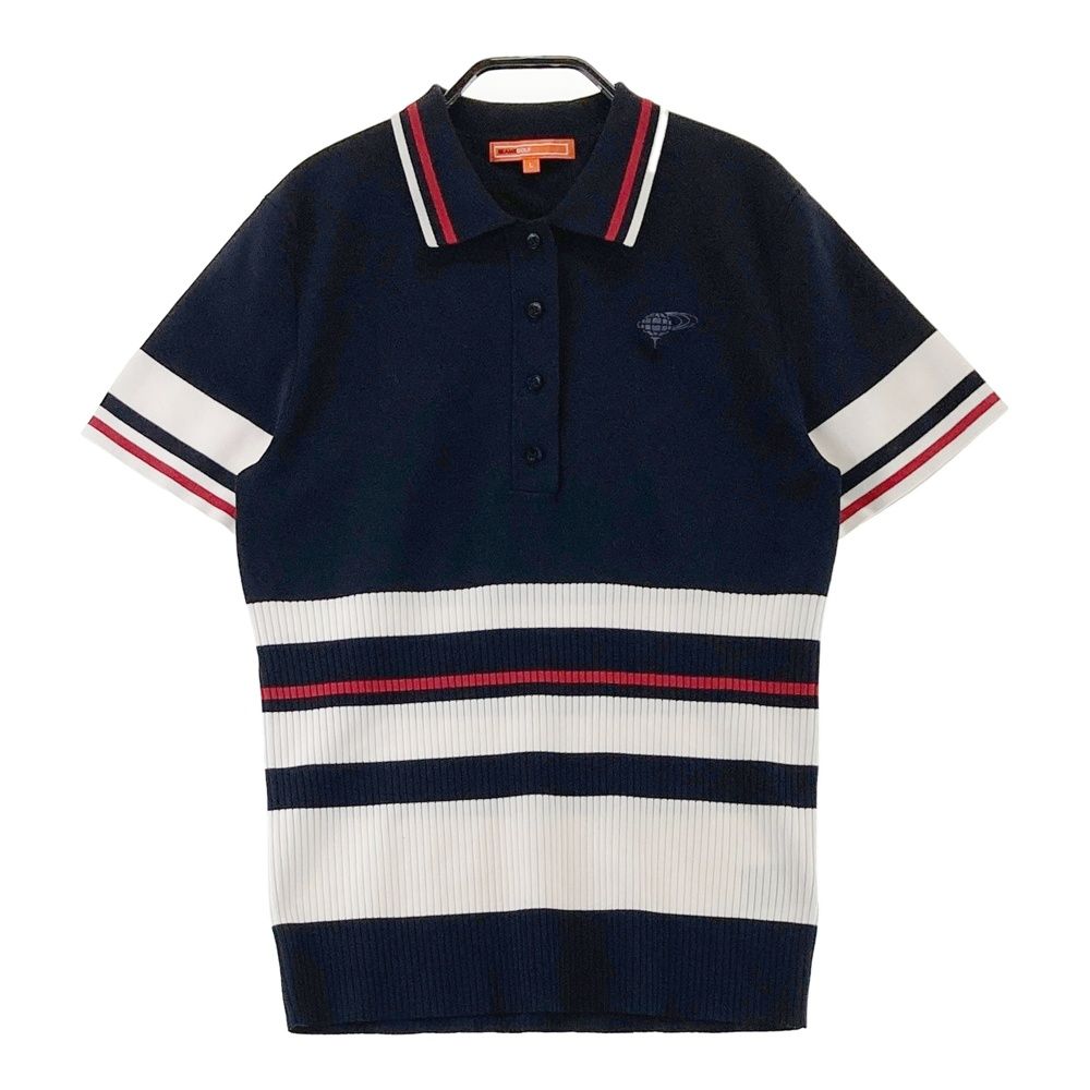 サイズ：L BEAMS GOLF ビームスゴルフ 2025年モデル 半袖 ニットポロシャツ ボーダー柄 ネイビー系 [240101725935] ゴルフウェア レディース ストスト