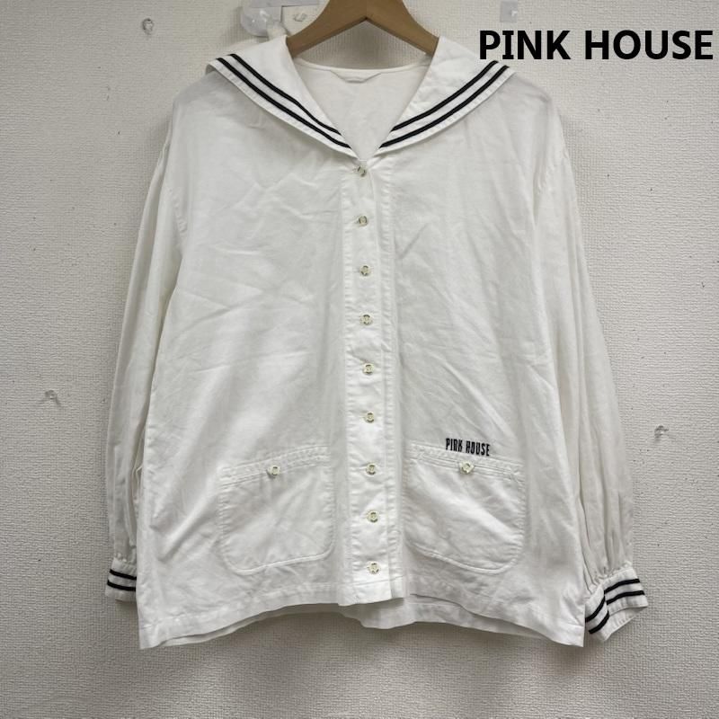 [美品]PINKHOUSE 長袖シャツ セーラーカラー ブランドロゴ刺繍 ピンクハウス セーラーカラー ロゴ刺繍 長袖 シャツ ブラウス