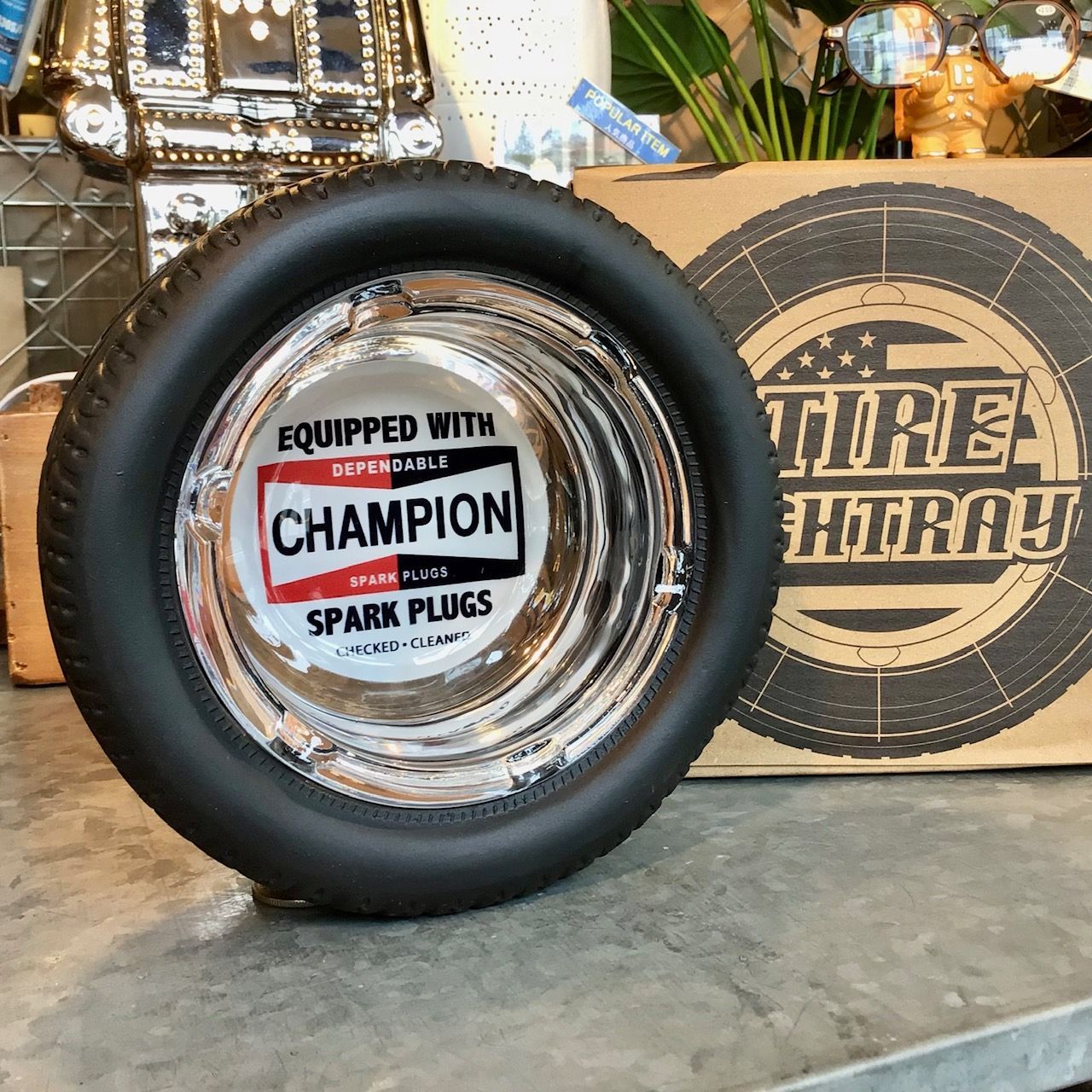 新品 タイヤ アシュトレイ 灰皿 チャンピオン アメリカン雑貨