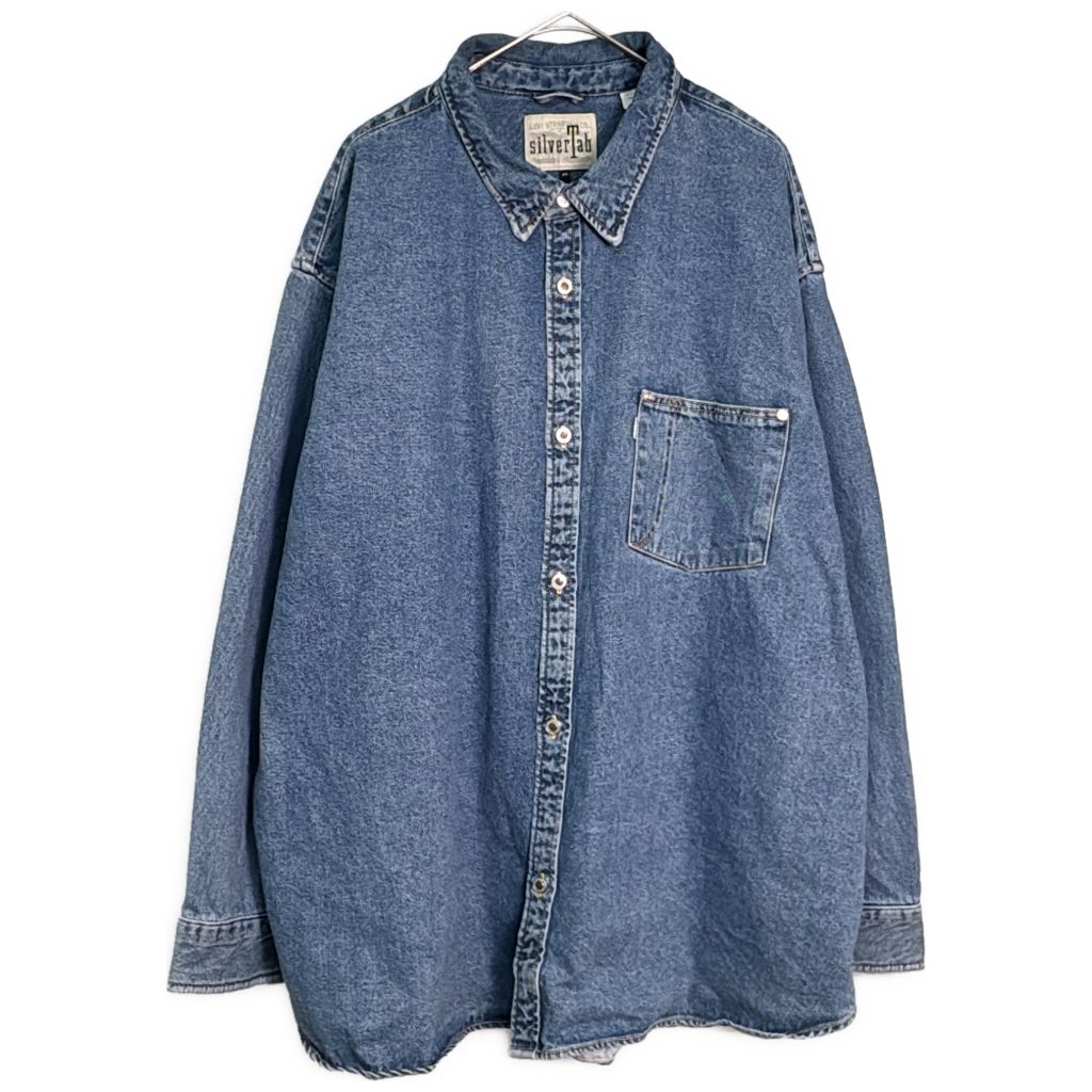 Levi's リーバイス SilverTab シルバータブ デニムシャツジャケット 大きいサイズ ブルー(メンズ 2XL)中古 古着 Y4612