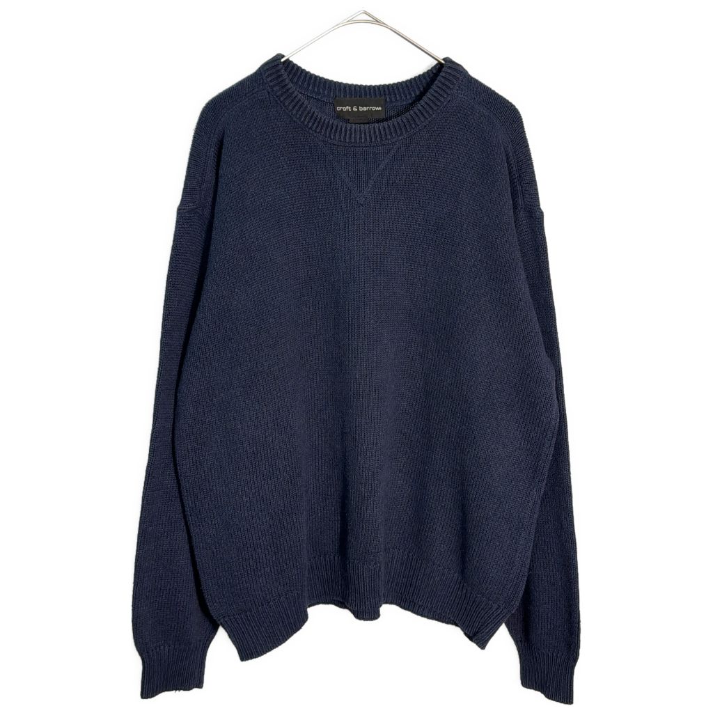 Croft＆barrow クラフトアンドバロー コットンニットセーター ネイビー(メンズ L)中古 古着 Y4647 Croft＆barrow クラフトアンドバロー コットンニットセーター ネイビー