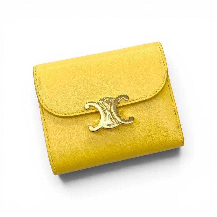 ^*^様 セリーヌ　財布　イエロー　ウォレット　トリオンフ　スモールフラップウォ CELINE セリーヌ スモールフラップウォレット トリオンフ イエロー