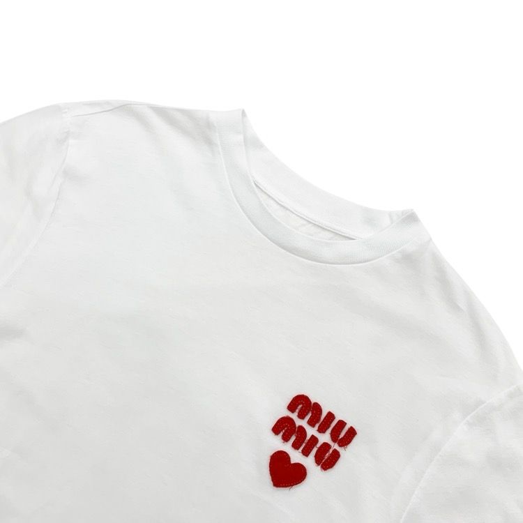 未使用品 miu miu ミュウミュウ ハートロゴ 半袖 Tシャツ ホワイト M