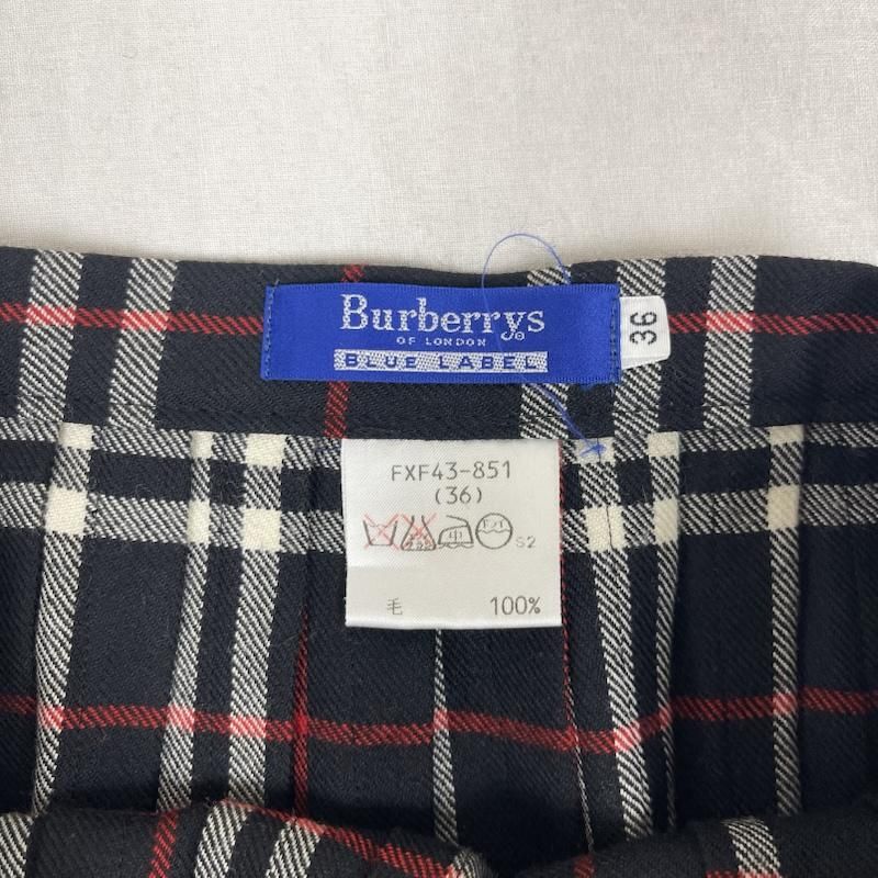 バーバリー BLUE LABEL ノバチェック柄 ウール ラップスカート fxf43